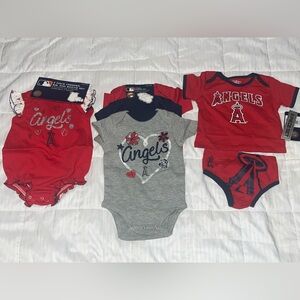 Infant Girls MLB Los Angeles Angels Bundle Bodysuit Sets Size 3/6 6/9 NEW